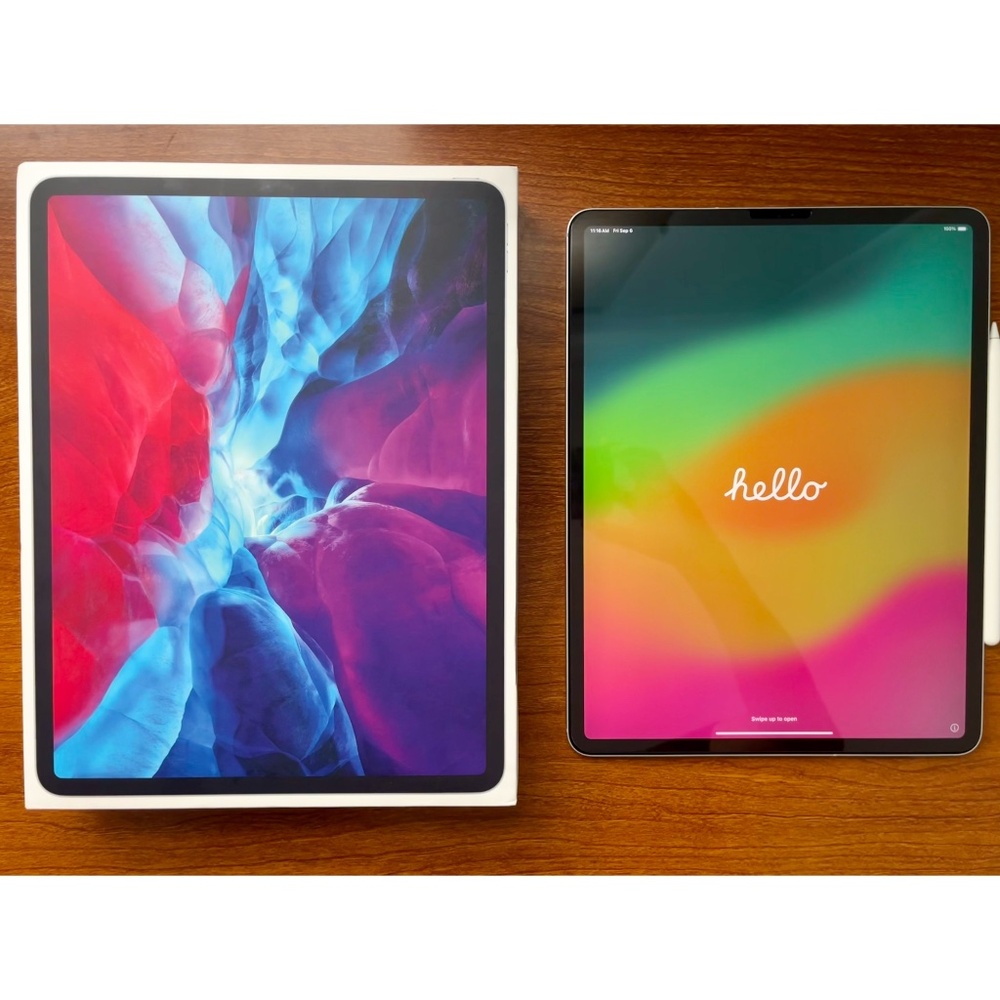 Silver Apple iPad Pro (4th Gen) 1TB WiFi + Cellular 12.9" 2020 EUC Box & Pencil